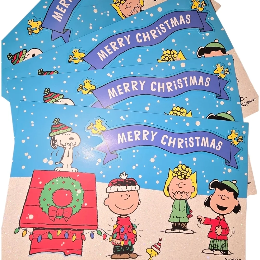 Peanuts Snoopy Charlie Brown Festive Holiday Christmas Cards Set Of 8